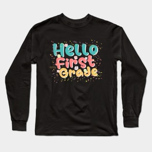 First Grade Rainbow Girls Boys Teacher First Day Of Shool Long Sleeve T-Shirt